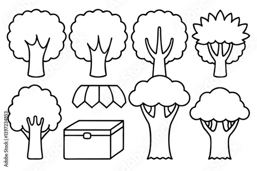 trunk line art illustration black and white detailed tree graphic
