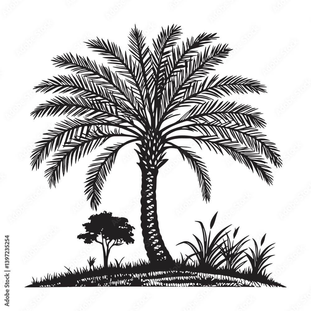 Obraz premium Date tree vector and illustration art.