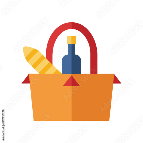 picnic basket with baguette sherbet.