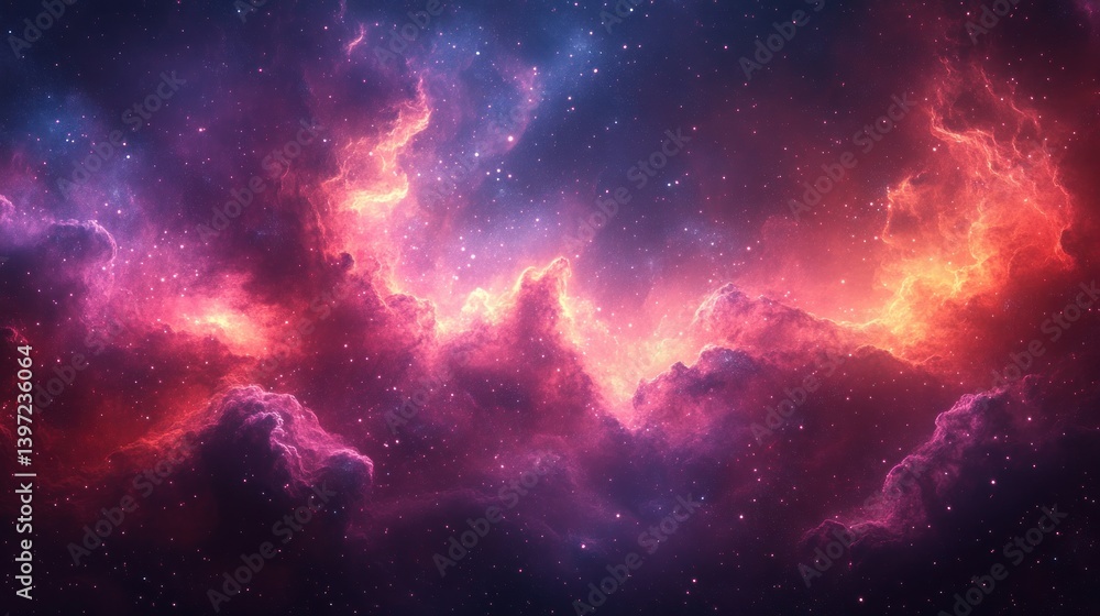 Vibrant Cosmic Nebula in Deep Space with Glowing Stars and Soft Light