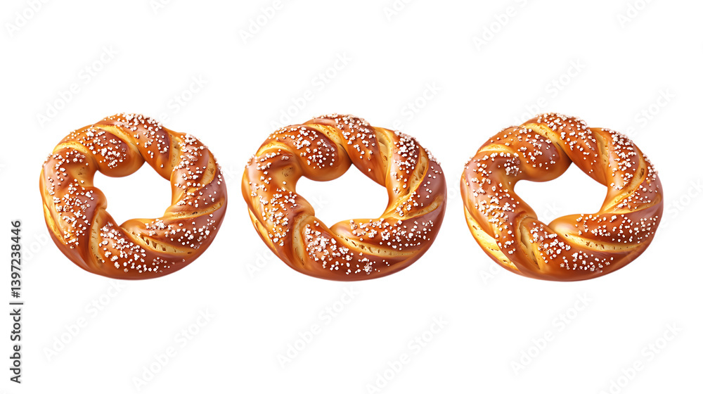 Fototapeta premium Pack of Soft Pretzel Set Against Transparent Background for Food or Bakery Projects