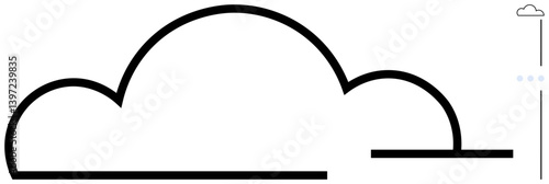 Simplistic cloud outline with a horizontal bar suggests cloud storage or weather, connectivity, networking, data sharing, technology, future, environment. Ideal for modern flat simple metaphor
