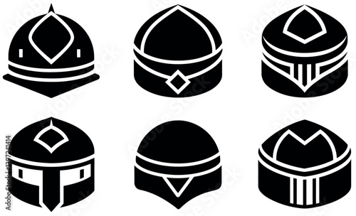 Collection of Silhouetted Historical Head wear