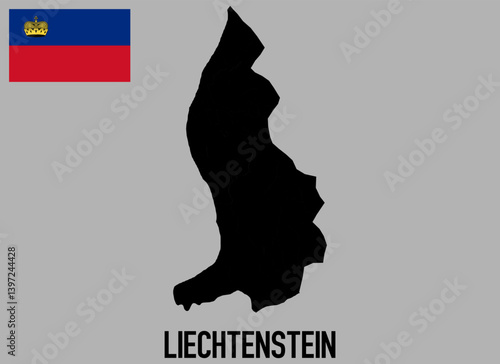 Liechtenstein map and flag vector illustration