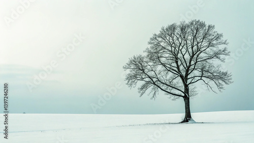 Solitary Tree with Sparse Branch Structure Against Sky – Minimal Nature Landscape