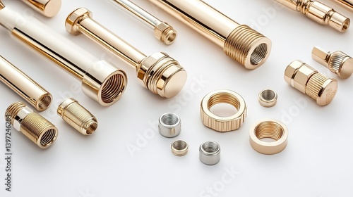 Collection of Polished Brass Fittings and Components for Plumbing and Mechanical Applications