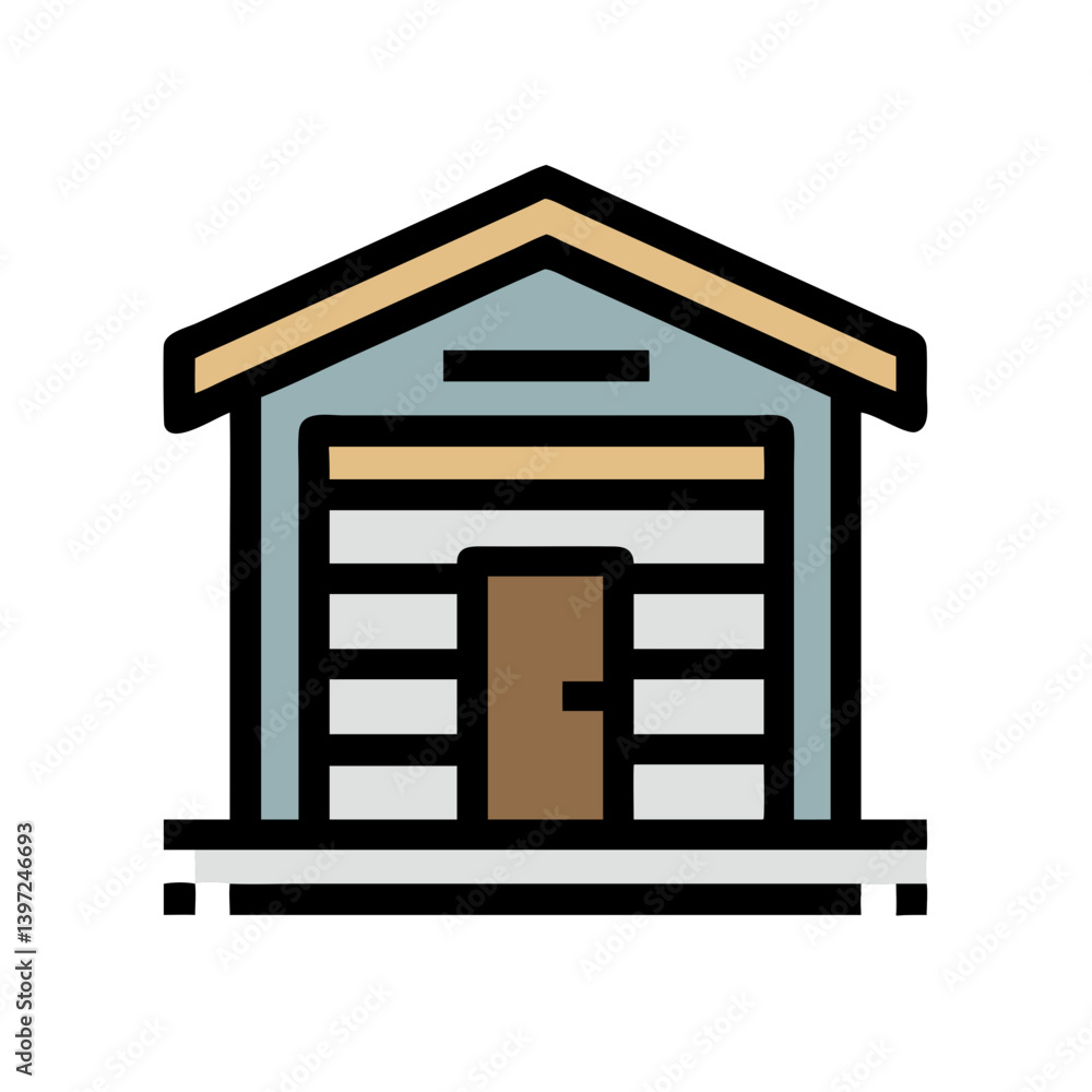 Outdoor Storage Shed Icon Vector Outdoor Storage Shed Icon Vector