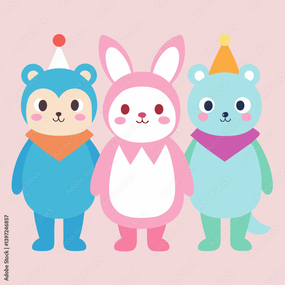 Naklejka premium pink and white cats