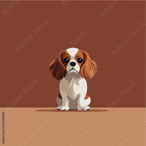Adorable Cavalier King Charles Spaniel Puppy Illustration
