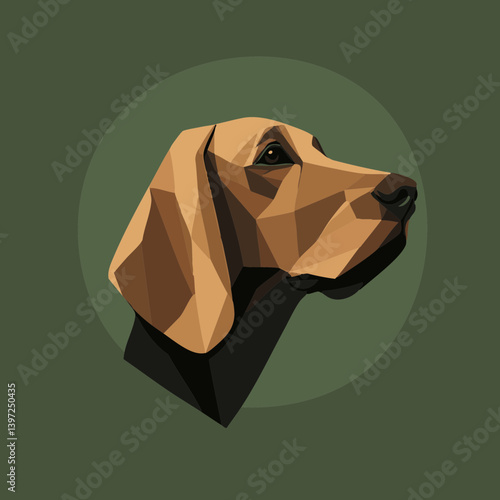 Geometric Dog Portrait on Green Background