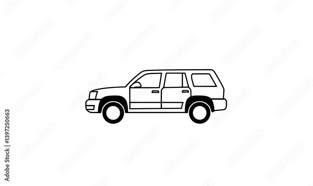A white background features a modern SUV car abstract silhouette alongside a hand drawn line art of a sedan car A white background features a modern SUV car abstract silhouette alongside a hand drawn line art of a sedan car