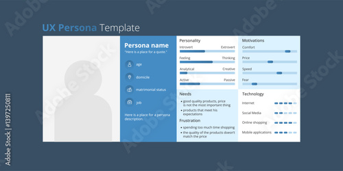 Blue UX persona template.
