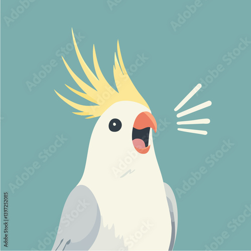 Vector illustration of a Cockatiel Parrot with open beak