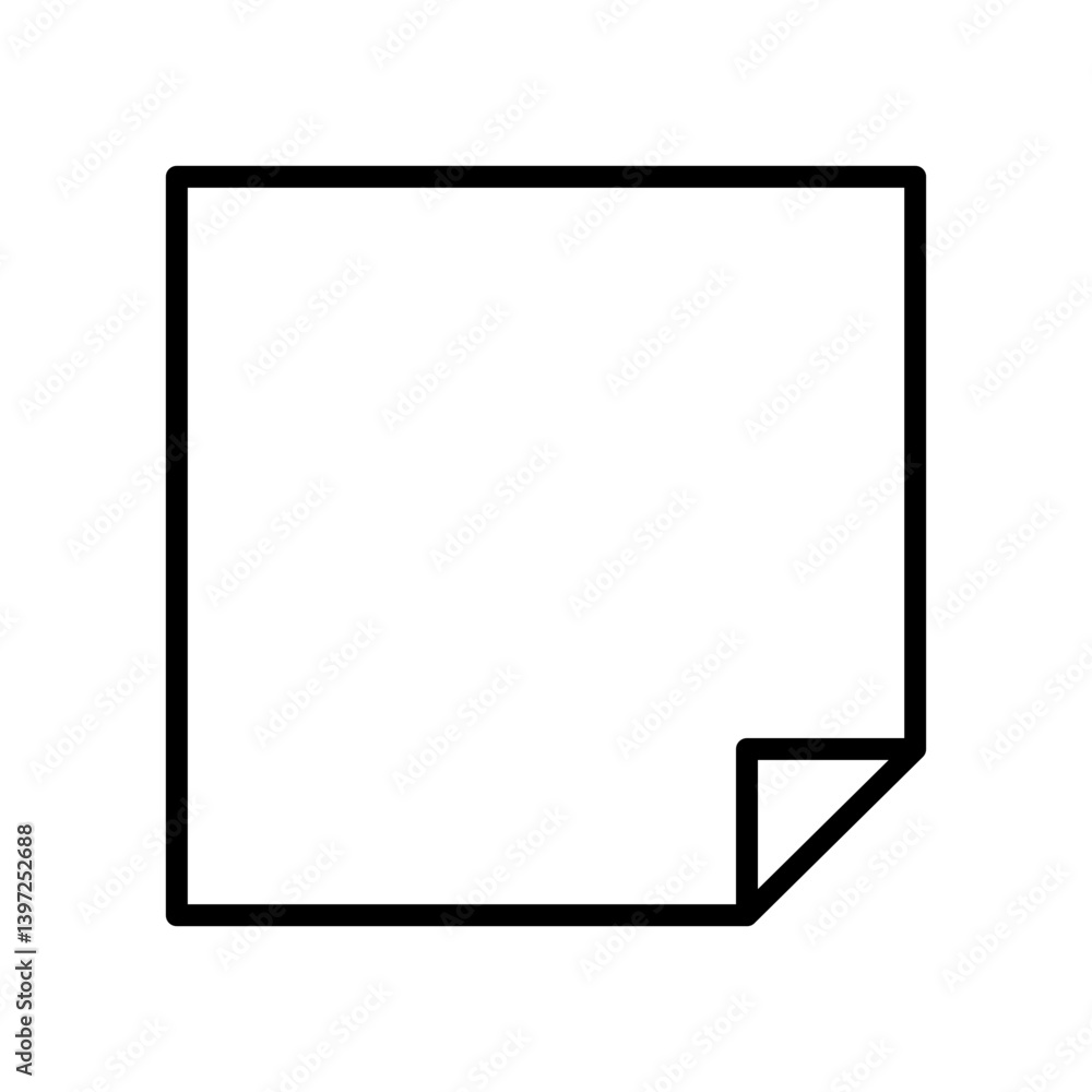 minimalistic line art of a square paper sheet with folded corner flat icon for apps and websites
minimalistic line art of a square paper sheet with folded corner flat icon for apps and websites