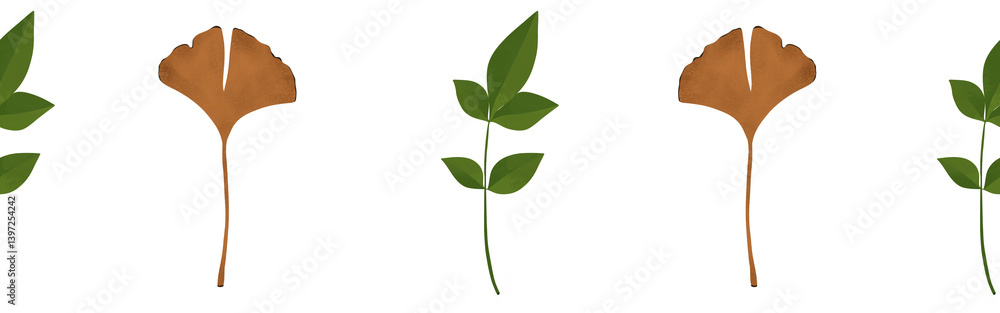 Leaves border on a white background. Hand-drawn illustration. Perfect for spring and summer. Leaves border on a white background. Hand-drawn illustration. Perfect for spring and summer.