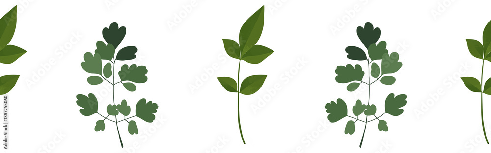 Leaves border on a white background. Hand-drawn illustration. Perfect for spring and summer. Leaves border on a white background. Hand-drawn illustration. Perfect for spring and summer.