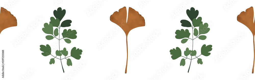 Obraz premium Leaves border on a white background. Hand-drawn illustration. Perfect for spring and summer.
