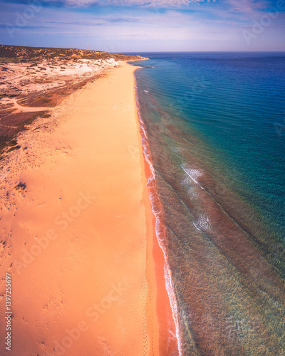 Obraz na płótnie Beautiful white sand beach and turquoise Mediterranean sea in Karpaz region, The Republic of Northern Cyprus w salonie