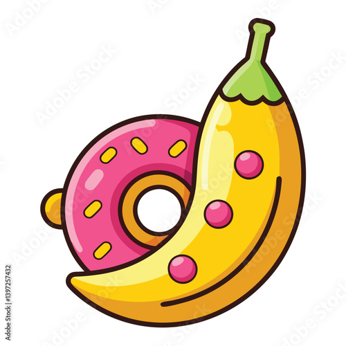 Cartoon Food Combo of Banana and Donut for Kids Designs