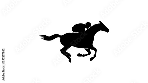 Horse racing, black isolated silhouette