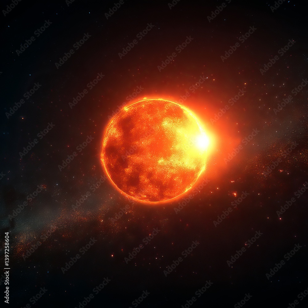 Fototapeta premium A sun shining brightly among galaxies and an 8k background that will make you feel its warmth 