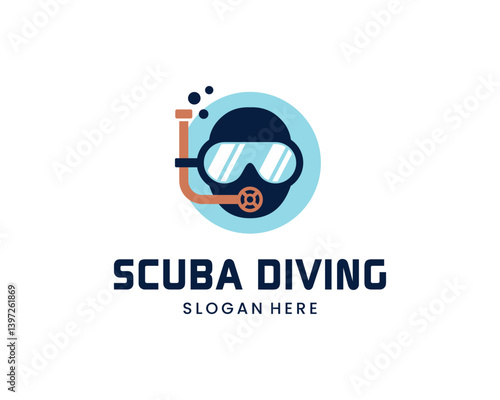 Scuba Mask Snorkel Diving For Snorkeling Sea Underwater Travel Vector Logo Design Illustration