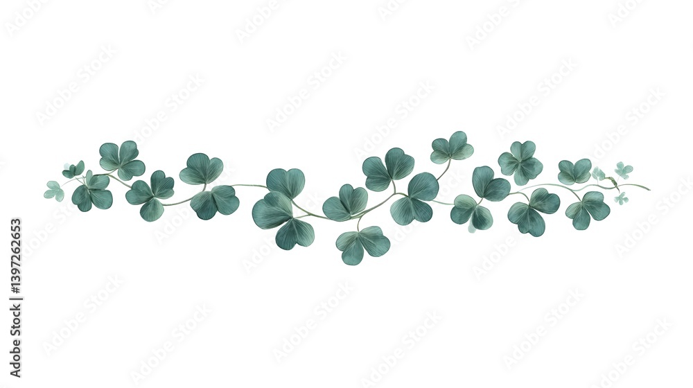 Isolated Green Clover Field Border on White Background Isolated Green Clover Field Border on White Background