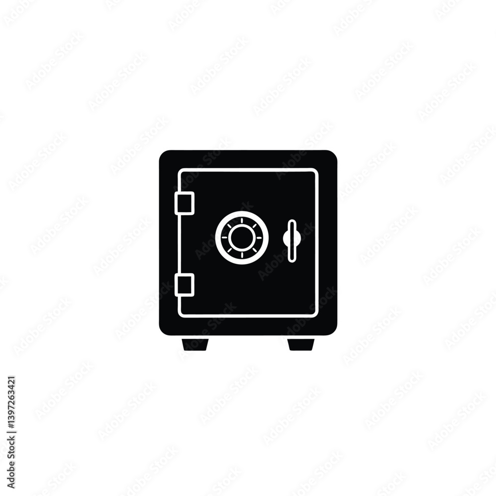 bank safe with combination lock silhouette on white background bank safe with combination lock silhouette on white background