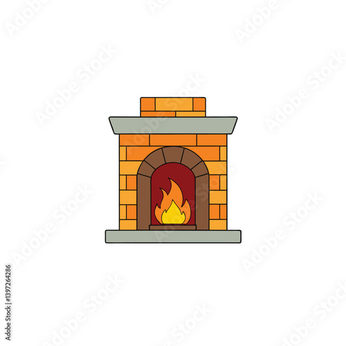 fireplace vector illustration