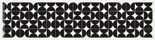 Mid century modern half circles pattern in black and white. Graphical illustration for a unique textiles and home décor.	