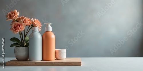 Wallpaper Mural Soft focus product display on gray background, subtle texture, product presentation, modern furniture Torontodigital.ca