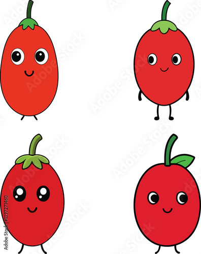 Cute goji berry cartoon vector