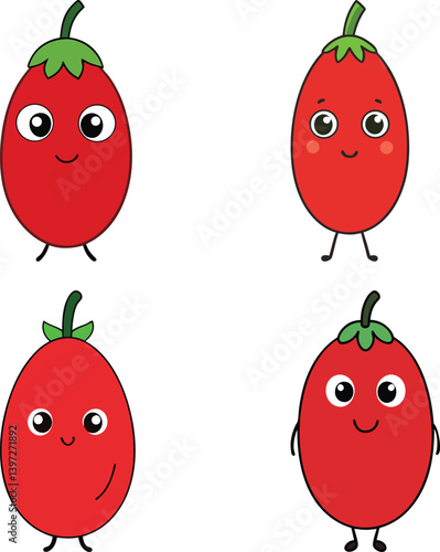 Cute goji berry cartoon vector