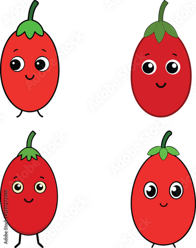 Cute goji berry cartoon vector