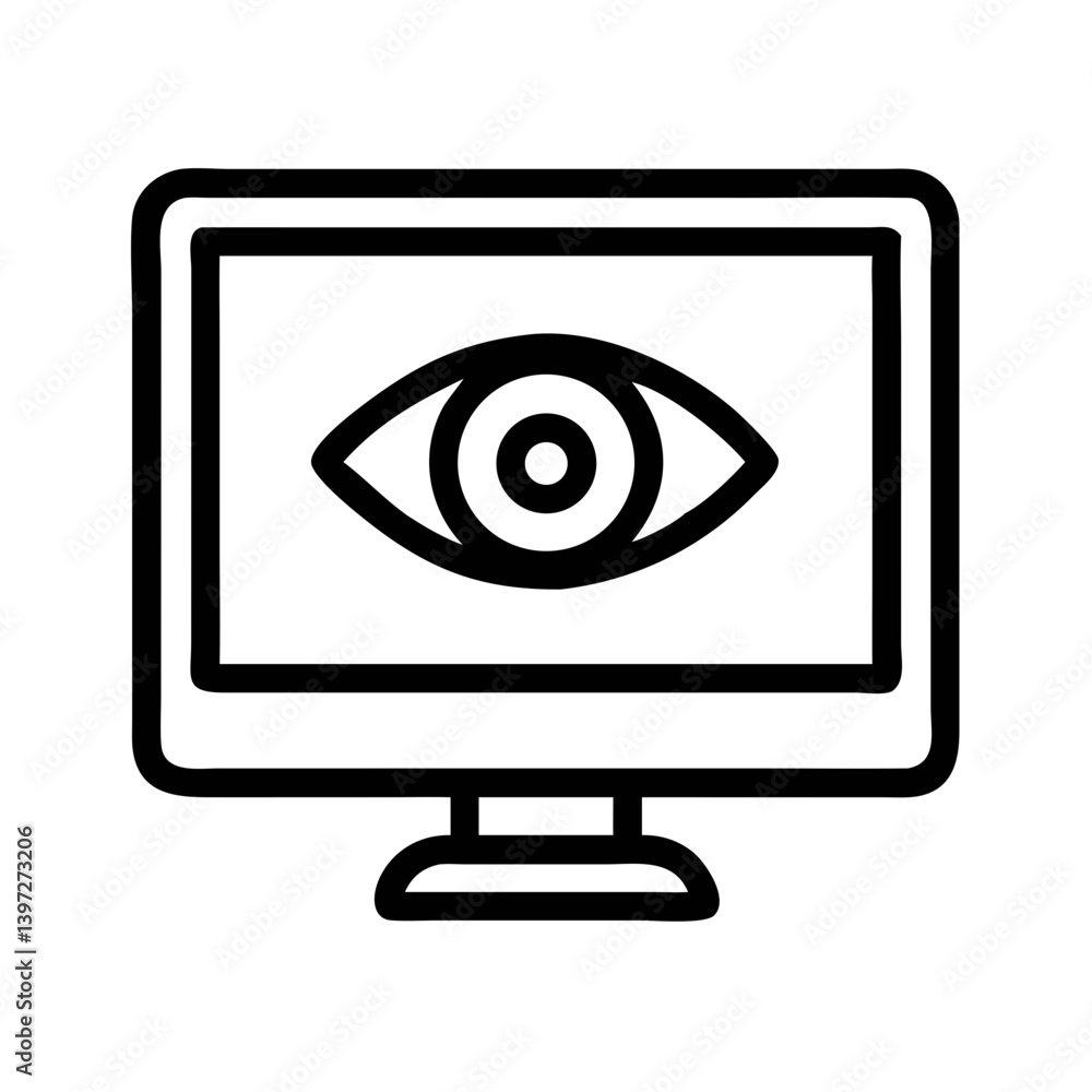 Monitor with Eye Symbol for Review Icon Design Monitor with Eye Symbol for Review Icon Design