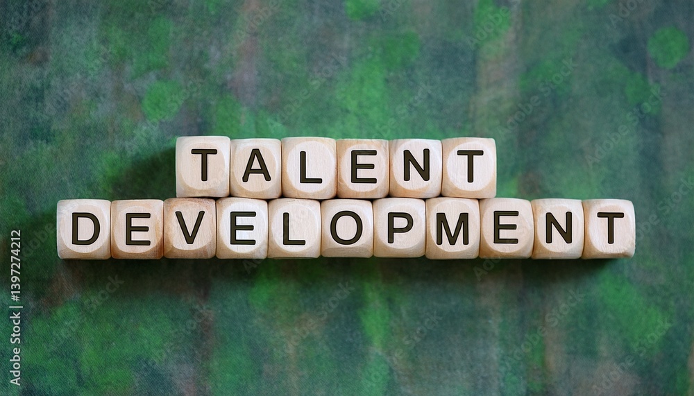 Fototapeta premium The image features wooden blocks spelling