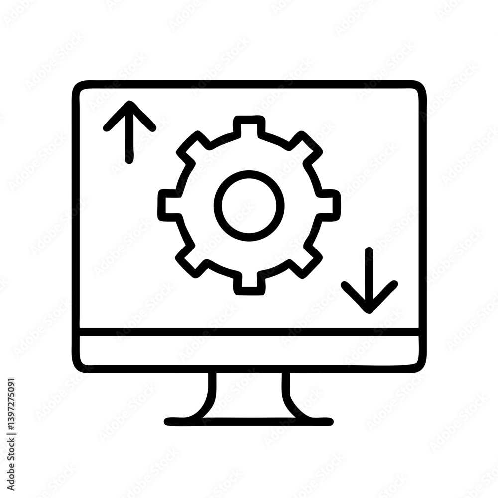 Monitor with Gear and Arrows Icon Design Monitor with Gear and Arrows Icon Design