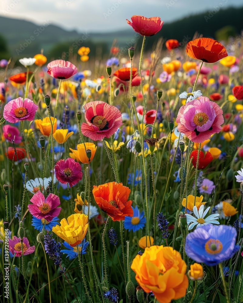 Obraz premium Vibrant Wildflower Meadow in Full Bloom