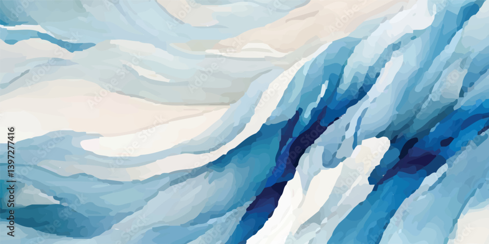 Obraz premium Premium Watercolor Sea Wave Texture in Soft Blue and White Palette – High-Quality Abstract Background for Marine-Themed Creative Projects and Digital Use