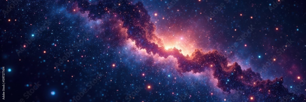 Fototapeta premium Shiny starfield on dark cosmic background with bright stars shining in the darkness, space, astronomy