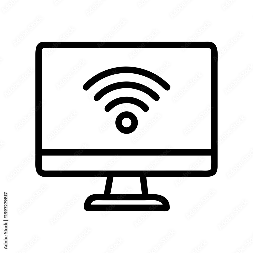 Monitor with Wi-Fi Connection Symbol Icon Design Monitor with Wi-Fi Connection Symbol Icon Design