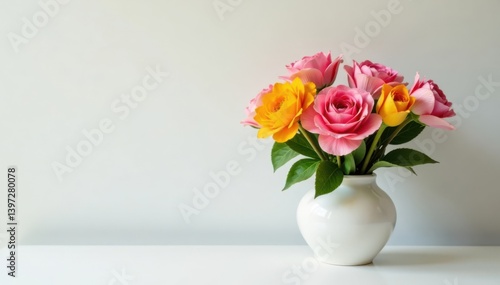 Wallpaper Mural set of vibrant flowers in a vase on a clean white surface, clean, arrangement Torontodigital.ca