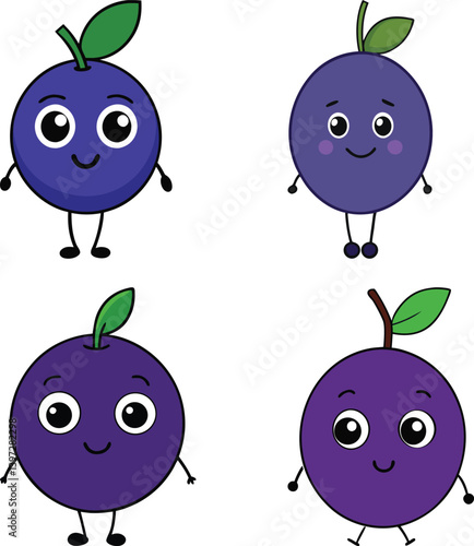 Cute acai berry cartoon vector