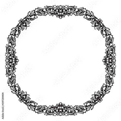 black and white frame with ornament engraving vector illustration