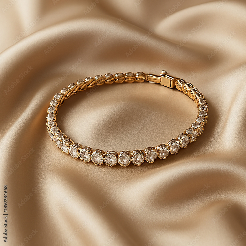 Elegant Satin Display of a Luxurious Beaded Bracelet Elegant Satin Display of a Luxurious Beaded Bracelet