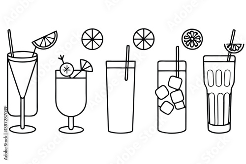 Refreshing Tom Collins vector drinks for bar menu