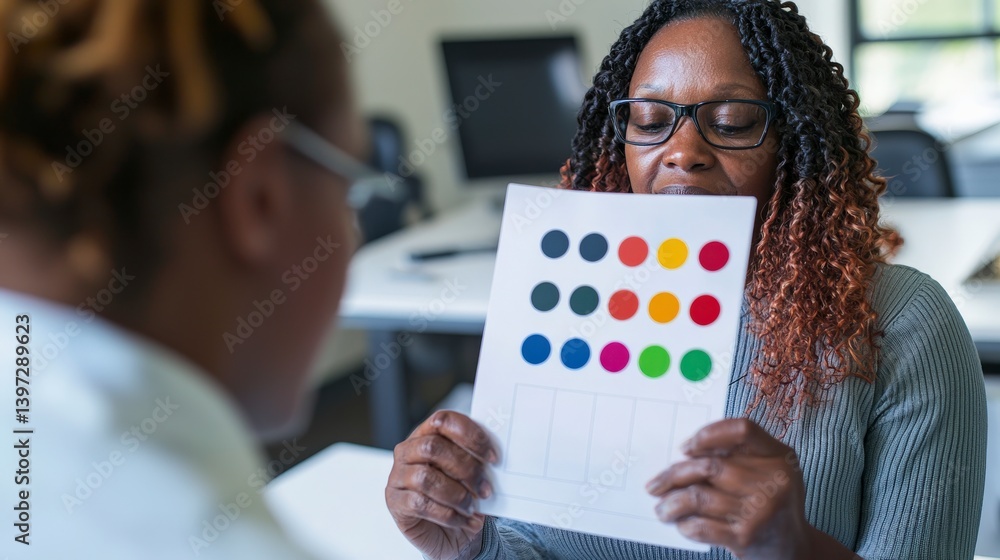 Therapist Providing Coping Skills Guidance in Bright Office Setting Therapist Providing Coping Skills Guidance in Bright Office Setting