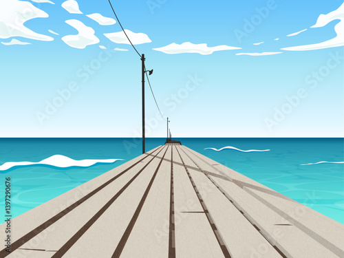 透明感のある海と桟橋の背景