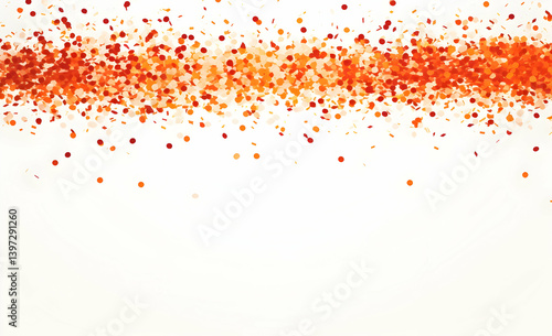 Small red and orange confetti particles flying in the air, white background, illustration style, jpg with transparent edges.