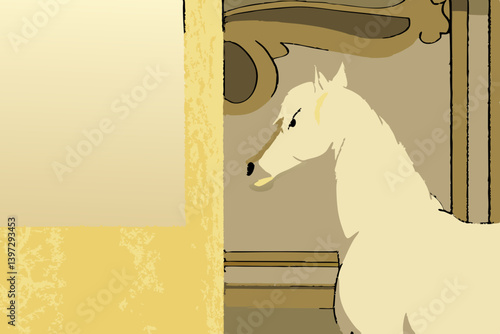 Illustration of a horse. Zodiac sign. Horse riding. Horse racing.